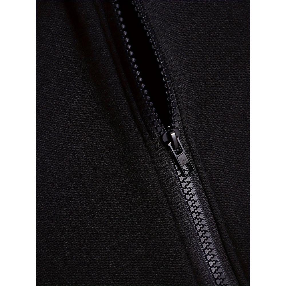 Men's Casual Trendy Letter Zip Hoodie with Letter Print, Hooded Sweatshirt Men's Top
