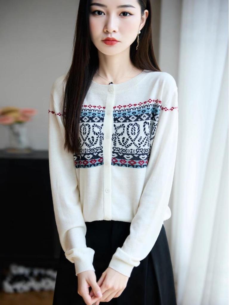 Women's New Jacquard Knit Cardigan Coat - Early Autumn & Spring Fashion Outerwear