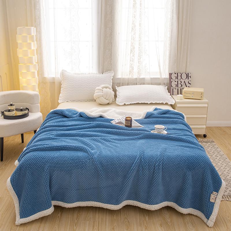 Niebieski w kropki Ciepły Gruby Koc Rzutowy Sypialnia Salon Jednokolorowy Wielofunkcyjny Koc Podróżny Kempingowe Kocyki do Spania