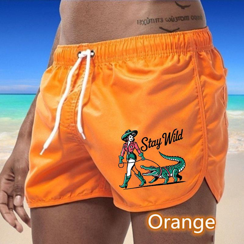 

79 Summer Men s Quick-Drying Swim Trunks Printing Sports Pants Swimwear Beach Shorts Jogging Shorts S оранжевый