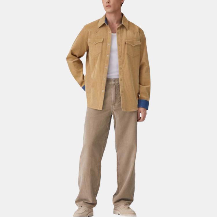 Levis Vintage Comfortable Color Block Simple Button Long Sleeve Shirt Men Shirts 004YY-0000