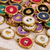 4-8pcs Stainless Steel Enamel Star Heart Eye Shell Sun Round Random Charm Base Anklet Pendant DIY Earring Necklace Jewelry Makin