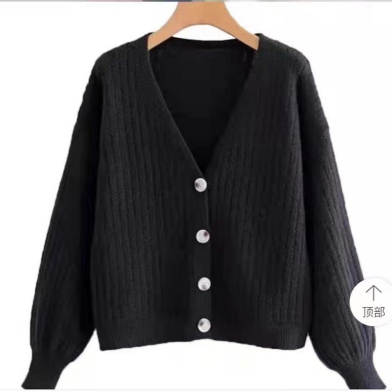 New V Neck Casual Loose Elegant Office Women Sweater Fashion Cardigan Office Lady Jacket Solid Outwear Autumn Winter Knitted Coat Simple Clothing