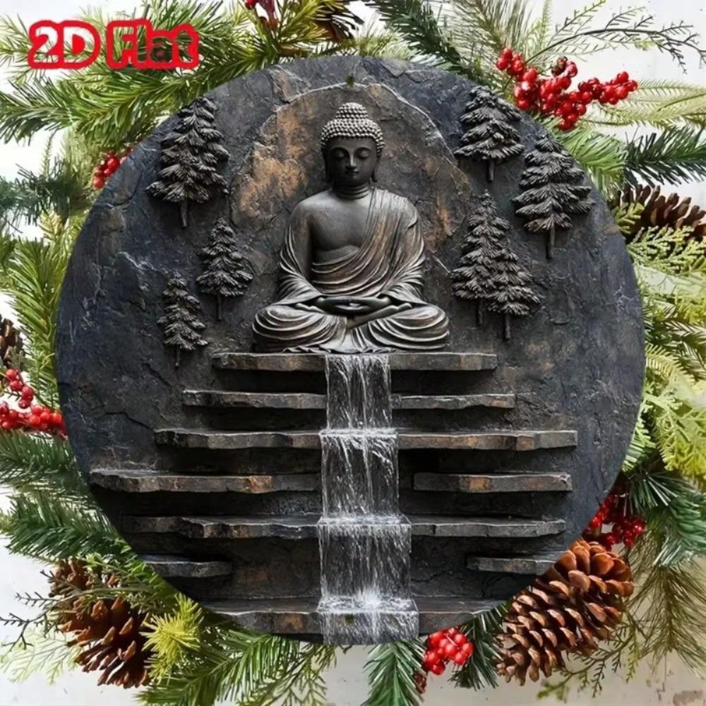 Arte da Parete in Metallo Buddha Meditazione Vintage Monaco Cascata Cortile Giardino Decorazione Segno