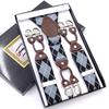 Men's Six-Clip Jacquard Wide Suspenders with Printed Webbing