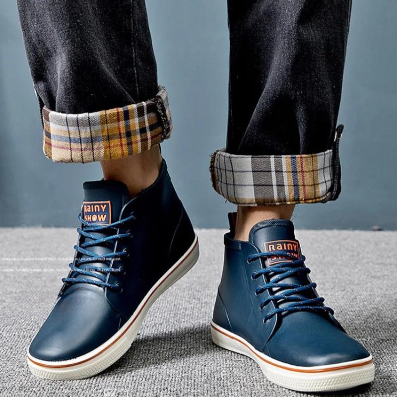 Men Rain Boots Outdoor Casual Rubber Boot Waterproof Work Boots Non-slip Fishing Boots for Men Car Wash Shoe Botas Lluvia Hombre