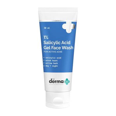 The Derma Co Gel Nettoyant Visage à l'Acide Salicylique 1% pour Acné Active 30 ml | Nettoyage Profond & Contrôle du Sébum