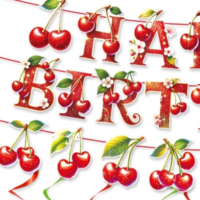 Cherry Birthday Party Decoration Banner Spiral Pendant Birthday Party Decoration Supplies