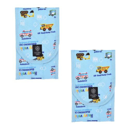 COLORFUL CANDY STYLE Cutlery Case, Water-Repellent and Quilted, Full Throttle Vehicle Design, Set of 2, Boys' Cool Kids' Case, Suitable for Kindergart