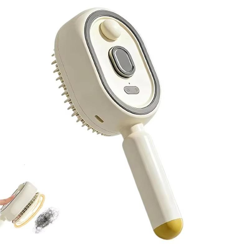 Electric Spray Hair Brush 2-In-1 Misting Hair Brush with Water Spray Reduce Frizz Anti-Static Retractable Steam Massage Pet Comb бежевый