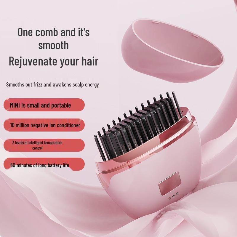 Rechargeable Wireless Hair Straightening & Curling Comb