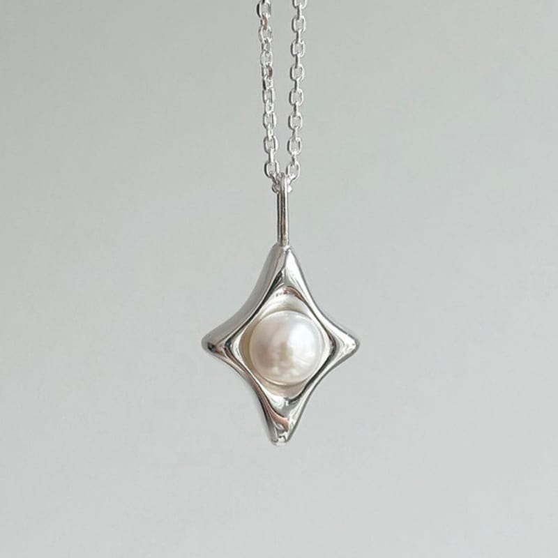 

eveningbell [silver925] Star tinsel necklace (Pearl/2color) Silver