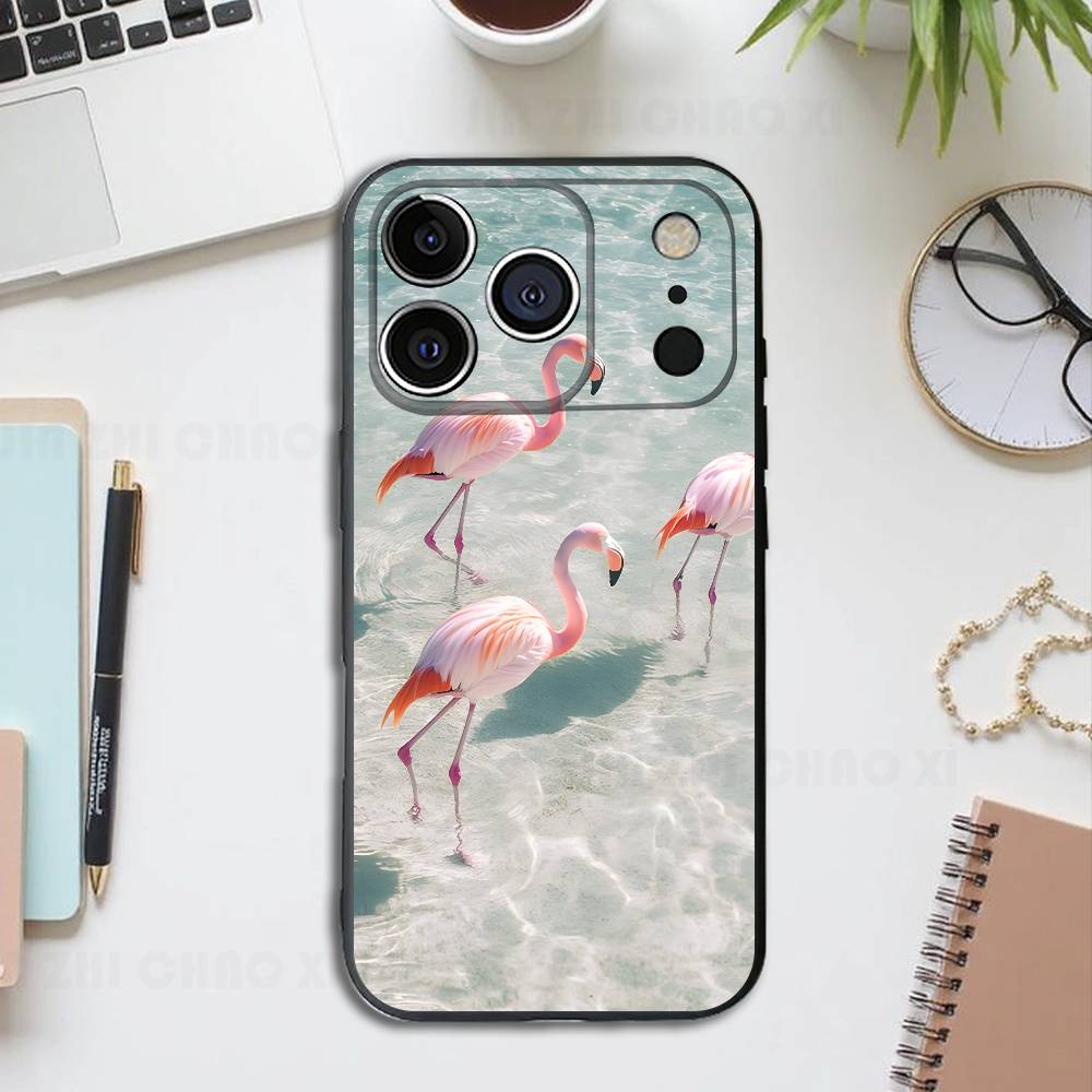 

Animal Cut Flamingo Silicone Soft Phone Case For IPhone17 16 15 14 13 12 11 Pro Max Plus X XR SE Cover iPhone17air