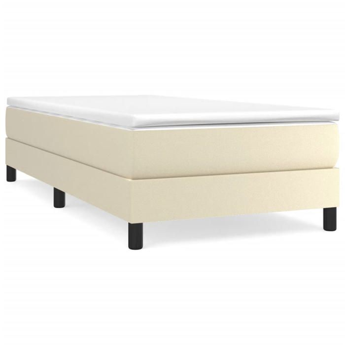3144245 vidaXL Lit à sommier tapissier avec matelas Crème 100x200cm Similicuir