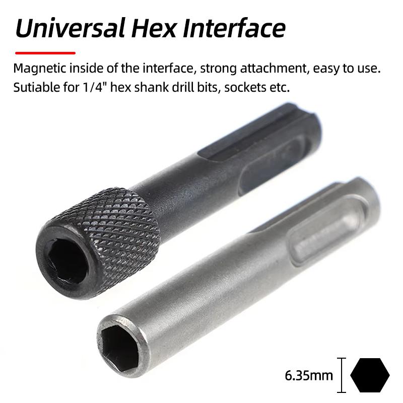 1/4"3/8"1/2" SDS Plus Socket Driver Drill Quick Change Hex Extension Adaptors Connector Hammer Drilling Bit Nut Impact Head Tool