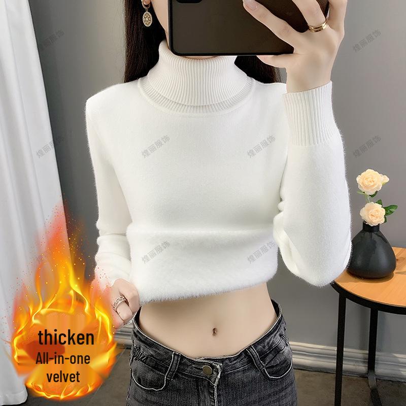 2025 Women's Plus Velvet Knitwear: Thick Warm Autumn/Winter One-Piece Sweater