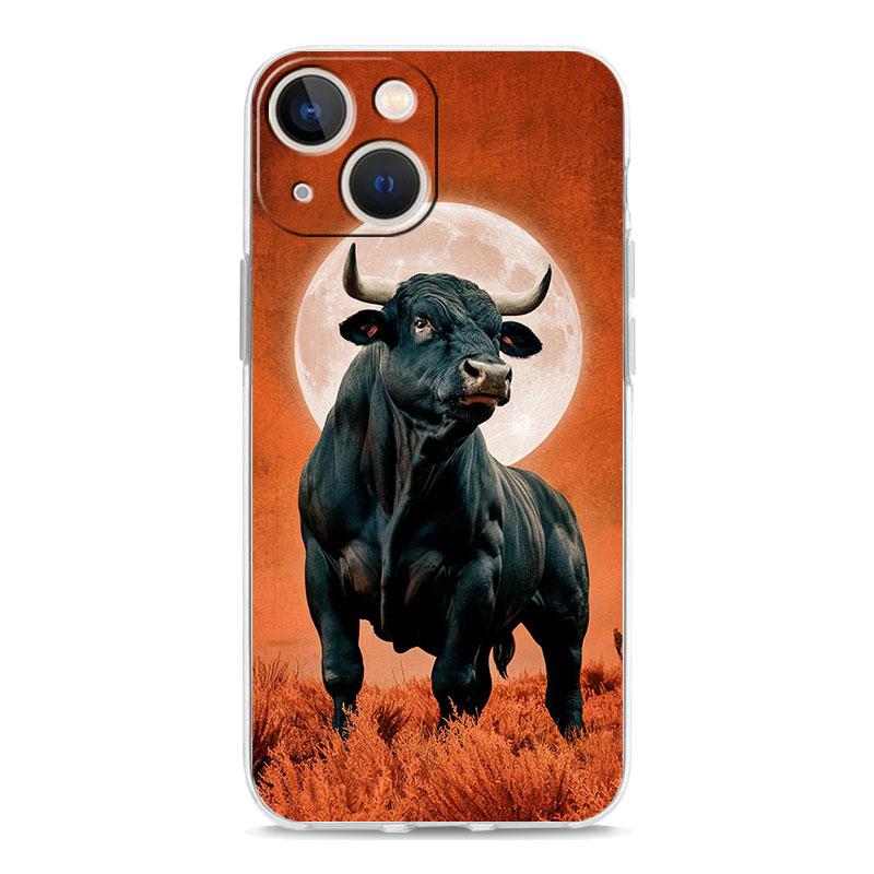 Phone Case For iPhone 17 Cases iPhone Air 16 15 12 13 14 Pro Max 7 8 Plus 16Pro iPhone11 Clear Soft Cover Bull Animal