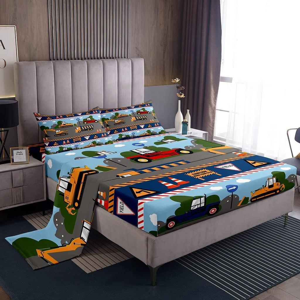 Wild Animal Camping Pattern Bed Hat Four-Piece Bedding Set Bedroom Dormitory Bedding Decoration