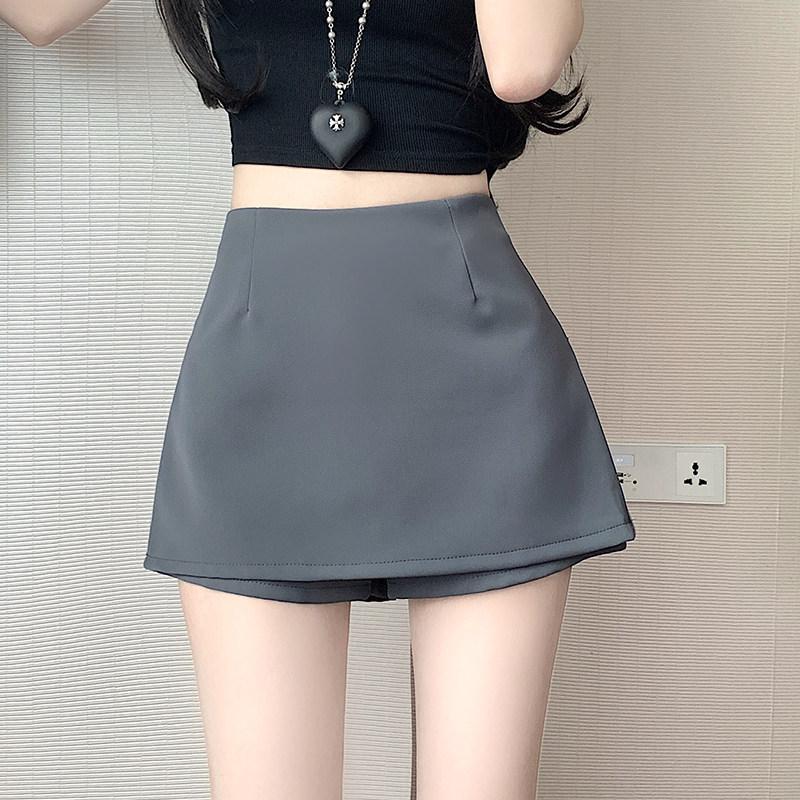 High Waist Suit Fabric A-Line Skort, Slim Wrap Mini Skirt, Elegant Bodycon Skort, Anti-Chafing Short Skirt for Spring Summer Office Casual Outfits