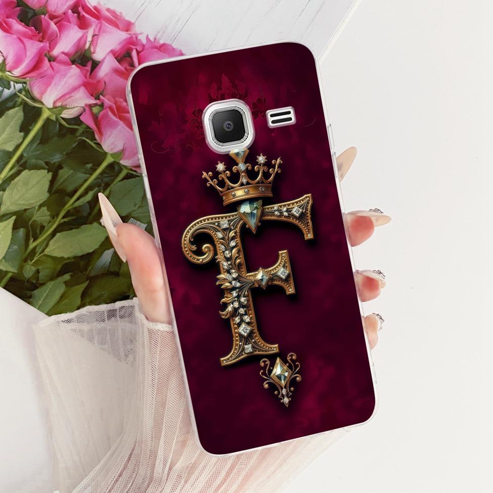 Clear For Samsung J1 mini Case Cover Luxury Crown A-Z Letter 2D Painted Soft Casing For Samsung Galaxy J1 mini SM-J105B SM-J105H