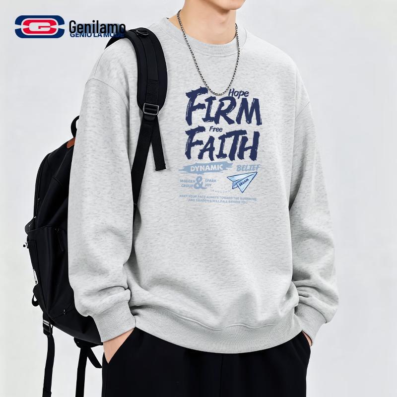 GENIOLAMODE Men's Heavyweight Graphic Crewneck Sweatshirt