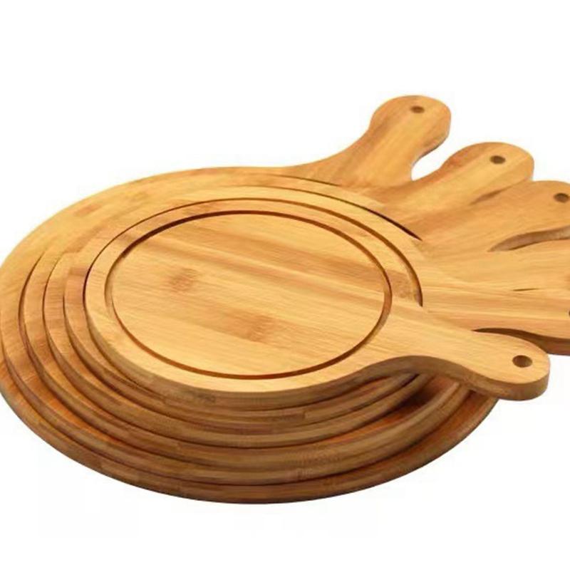 Placă de pizza din lemn Rotundă cu Mână Tavă de copt pizza Piatră de pizza Tocător Platou Instrumente pentru copt pizza și prăjituri