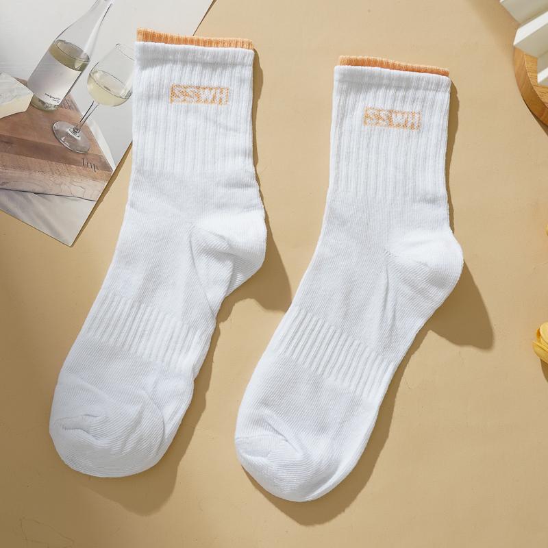 

Жіночі бавовняні шкарпетки безшовні спортивні смугасті дихаючі однотонні середньої довжини повсякденні шкарпетки one size