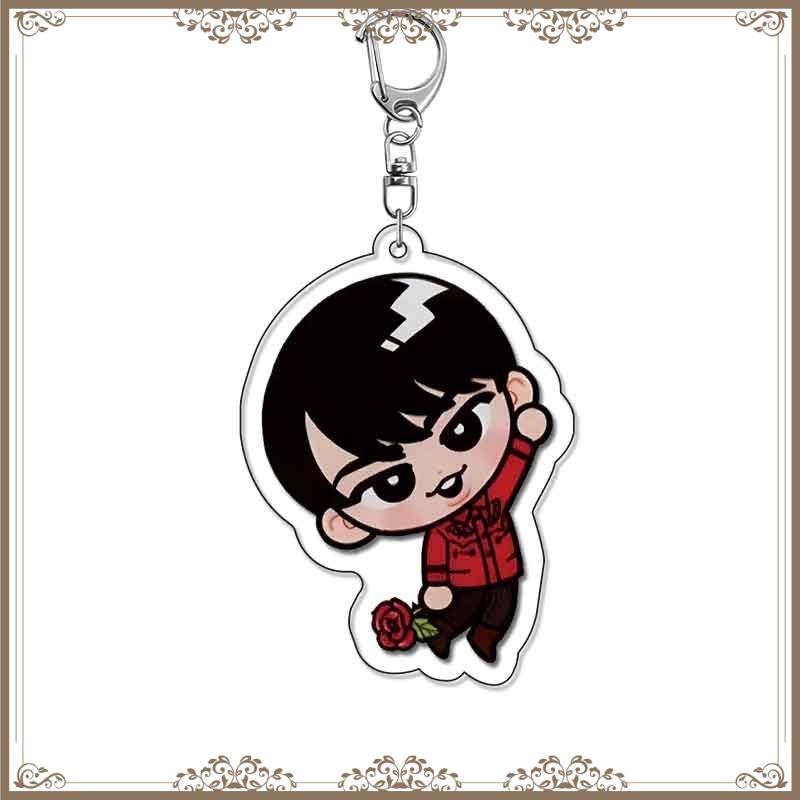 Korean Pop Stars Plastic Keychain Cute Q Type Cartoon Idols Baji Bag Tag Decorative Keyrings Trendy Gift