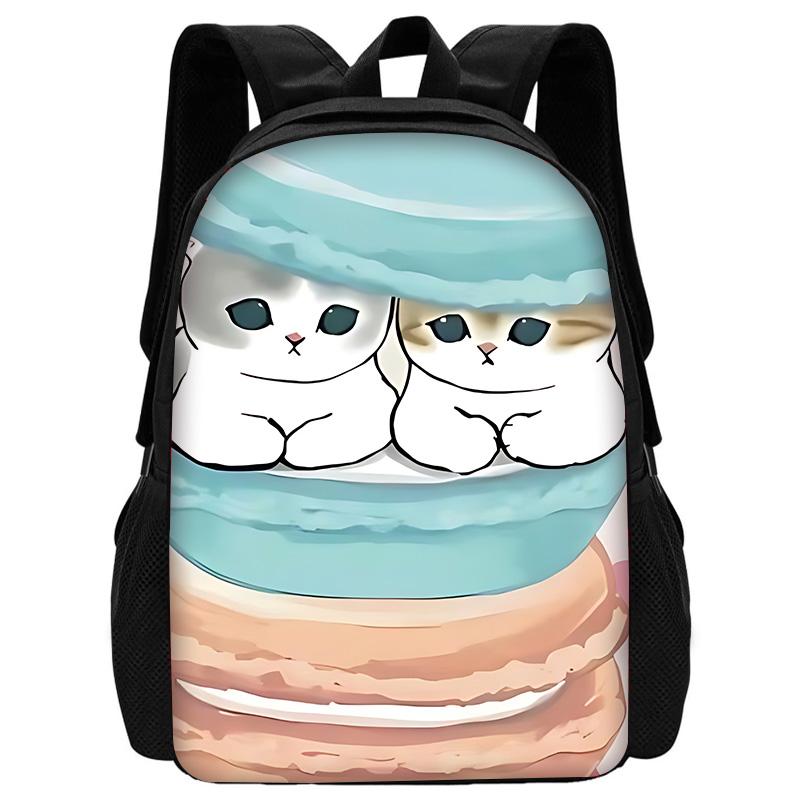 Child School Funny Cat M-mofusands-Backpack with Lunch Bags ,Pencil Bags ,School Bags for Boys Girls Best Gift