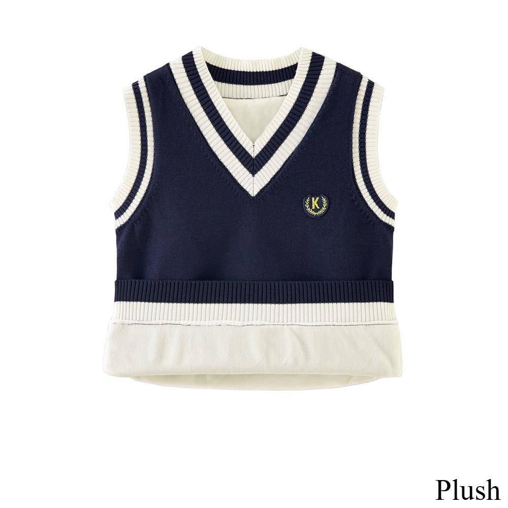 Jarní a podzimní dětské oblečení Kontrastní barvy Svetrová vesta Chlapec Uniforma základní školy Školní uniforma Dívka Pletená vesta