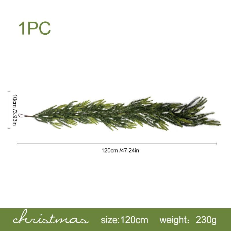

Artificial Soft Rubber Simulation Green Plant, Vine and Vine Home Christmas Door Hanging Pine Needle Decorative Pendant 1.2-meter Norfolk rattan