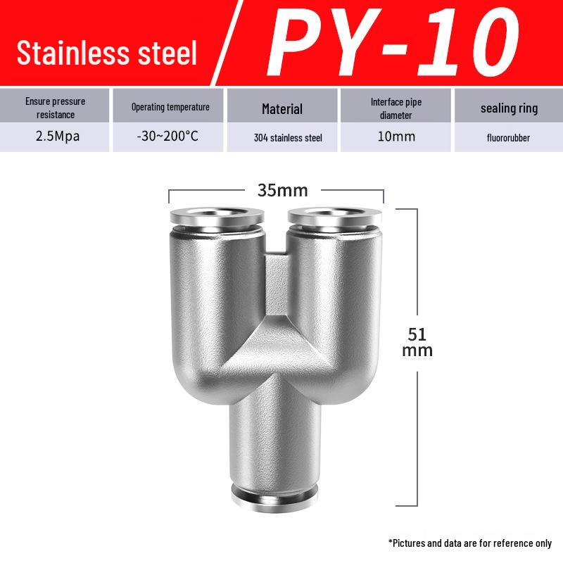 Zhuo Ji Y-Type Stainless Steel Pneumatic Quick Connector - High Pressure, Explosion-Proof, Anti-Corrosion, Anti-Rust.