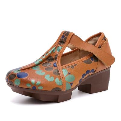 GKTINOO Tacchi Alti Décolleté Scarpe Donna 2025 Nuova Primavera Vera Pelle Cinturino con Fibbia Punta Tonda Retro Piattaforma Casual Scarpe da Donna