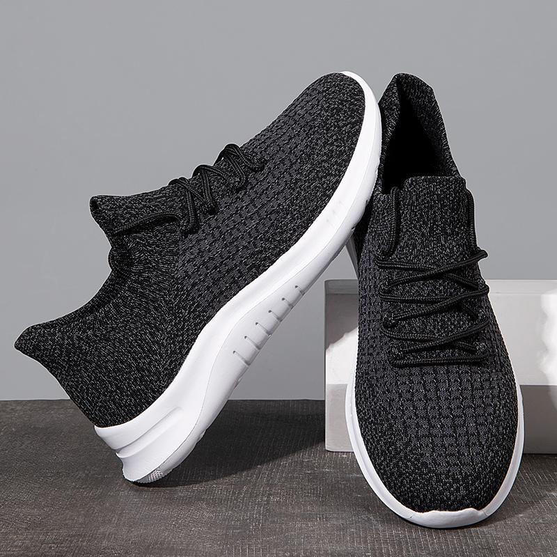 Knit Casual Shoes Men Sports Spring Summer Plus Size 46 Lightweight Soft Soled Running Breathable Casual Shoes Walking Knit