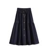 DIMANAF 2026 Plus Size Spring Summer Denim Skirts Women A-Line Clothing Pleated Fashion Jeans Skirt Button