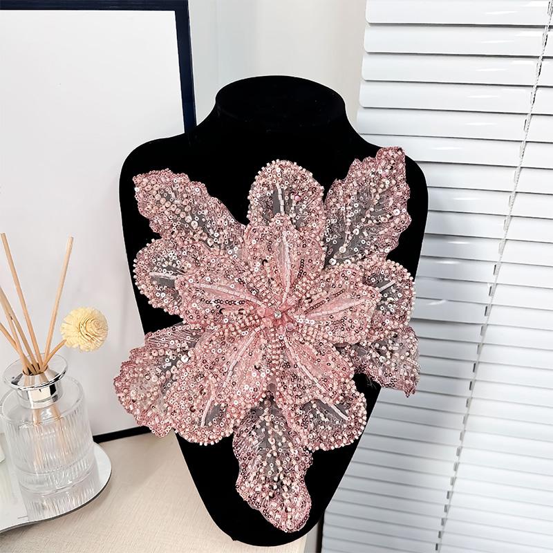 

1 шт. аппликация ткань для одежды полиэстер многослойный корсаж бисерные цветочные кружевные нашивки пайетки швейный материал