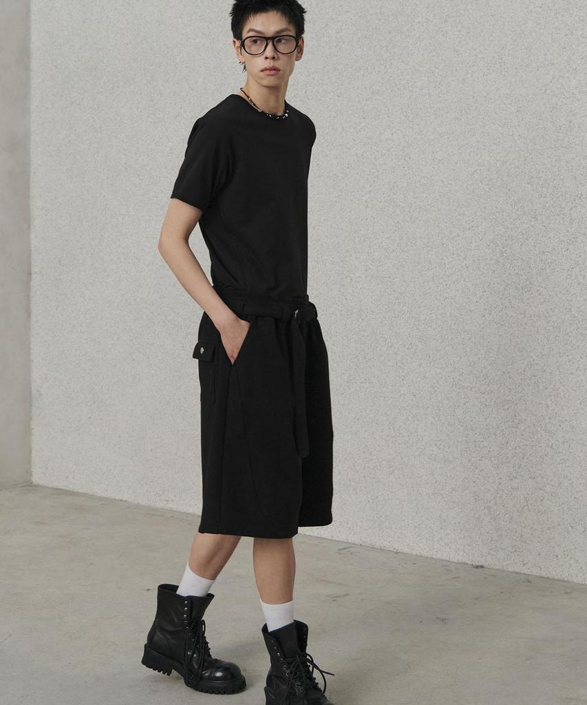 SENTAIR Belted Bermuda Wide Pants_Black
