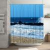 Ozeanwellen Duschvorhang Wasserdichtes Gewebe Badezimmer Dekoration Strandmotiv Druck Modernes Design Für Zuhause Wohnzimmer Oder Schlafzimmer (Blu