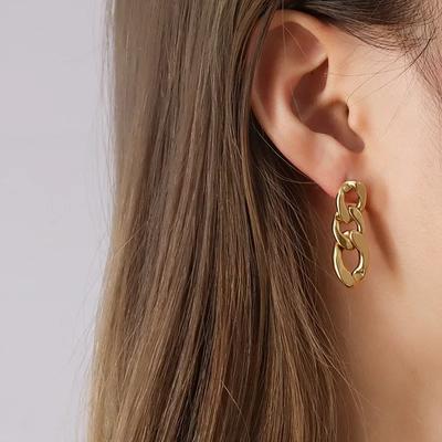 Personality Design Drop Dangle Earrings for Women Hip Hop Rock Jewelry New Charm Gold Color Stainless Steel Twist Stud Ear Gifts