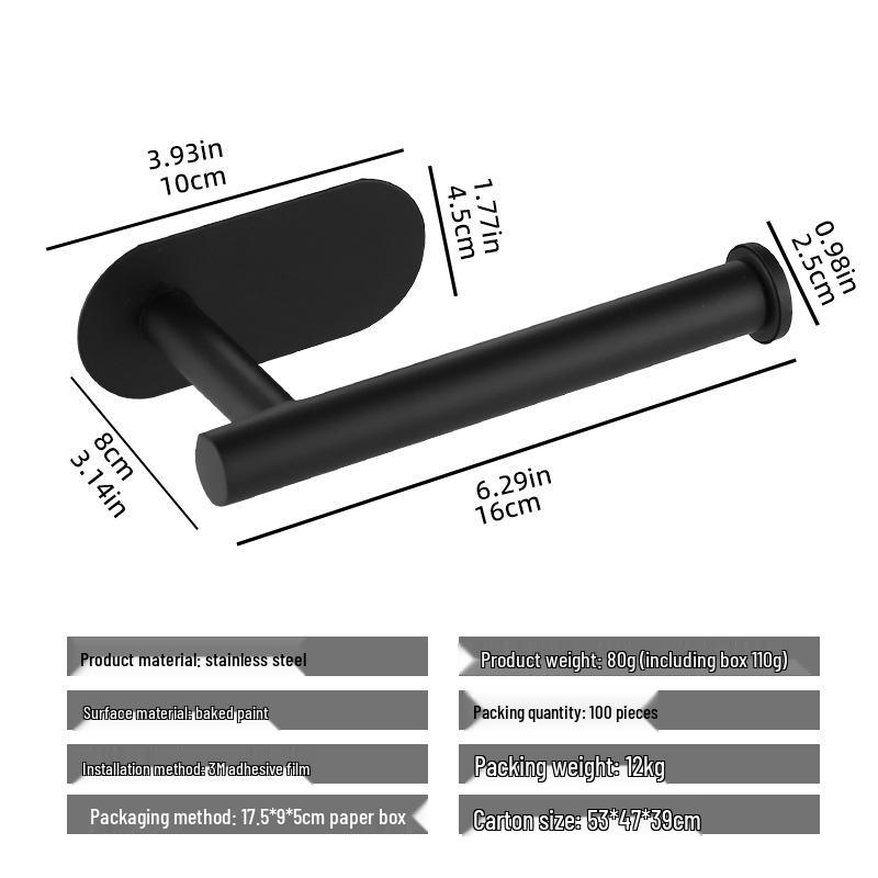 Väggmonterad pappershanddukshållare i rostfritt stål utan spik för badrum