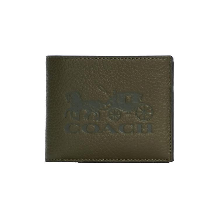 New COACH 3 IN 1 Wallet Pebbled Leather Wallet Regular Men's Olive Green Beige Multicolor C5445-QBRLZ
