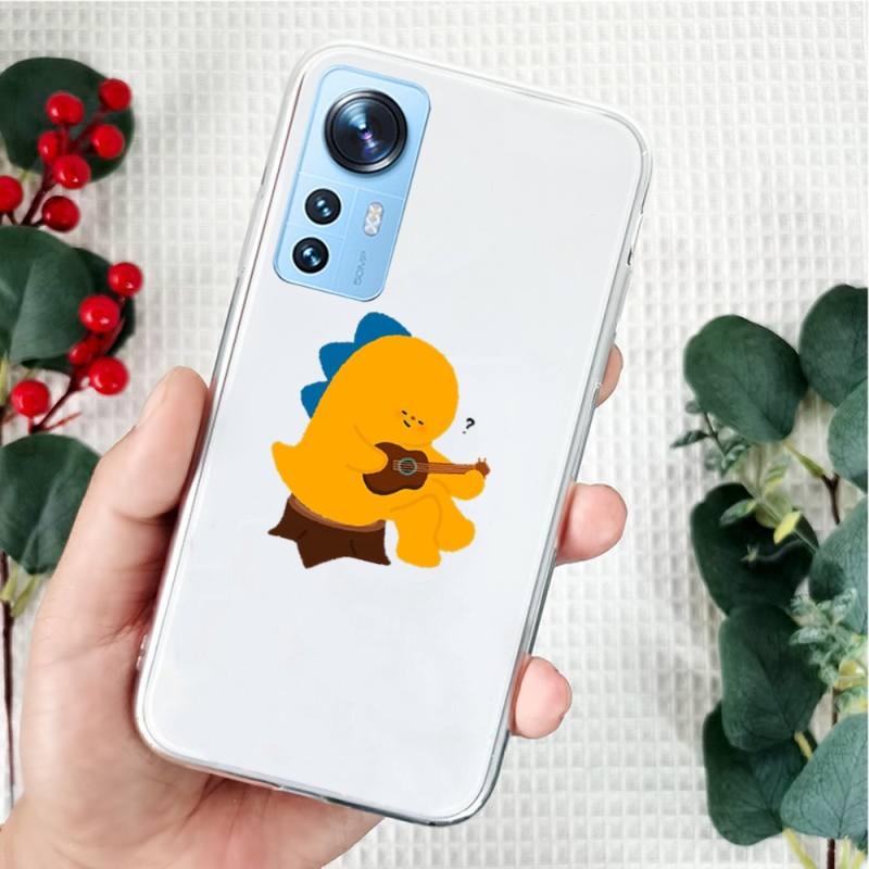 Cartoon Little Dinosaur Cute Hand Drawns Phone Case For Xiaomi 12 10 11 Redmi 10X 9T Note 10S 9 8 Pro Transparent Cover