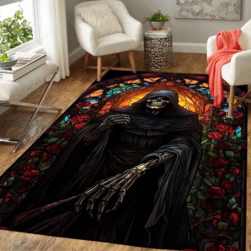 1Pc Gothic Glass Reaper Rug, Office Carpet Indoor Outdoor Doormat, Non-Slip, Comfortable, Living, Christmas Halloween, Xmas Gift G13