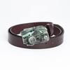 American Farm Tractor Leather Belt Buckle - Original Glazed Finish