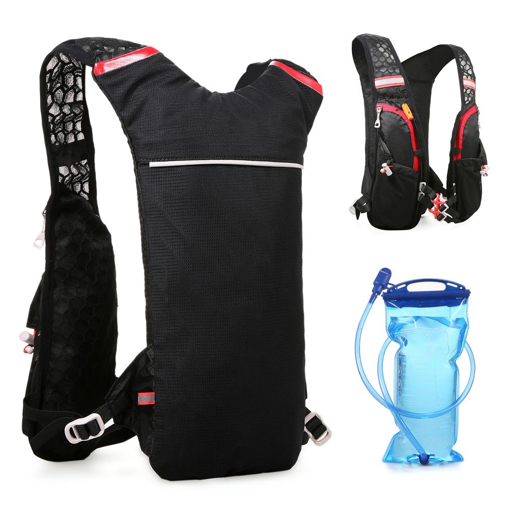 Trinkrucksack mit 2L Wasserblase Superleicht Atmungsaktiv Trinkweste Für Draußen Laufen Radfahren