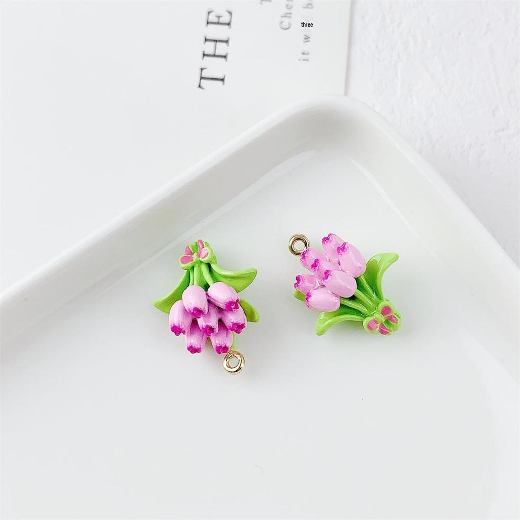 16x20mm Colorful Tulip Oil Drip Alloy Pendant for DIY Jewelry Crafting