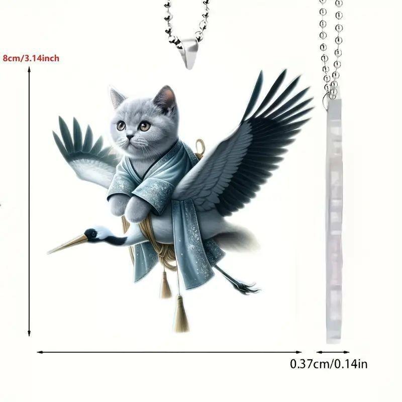 Unique Angel Acrylic Wings Cat Hanging Ornament Versatile Accessory For Car Keys And