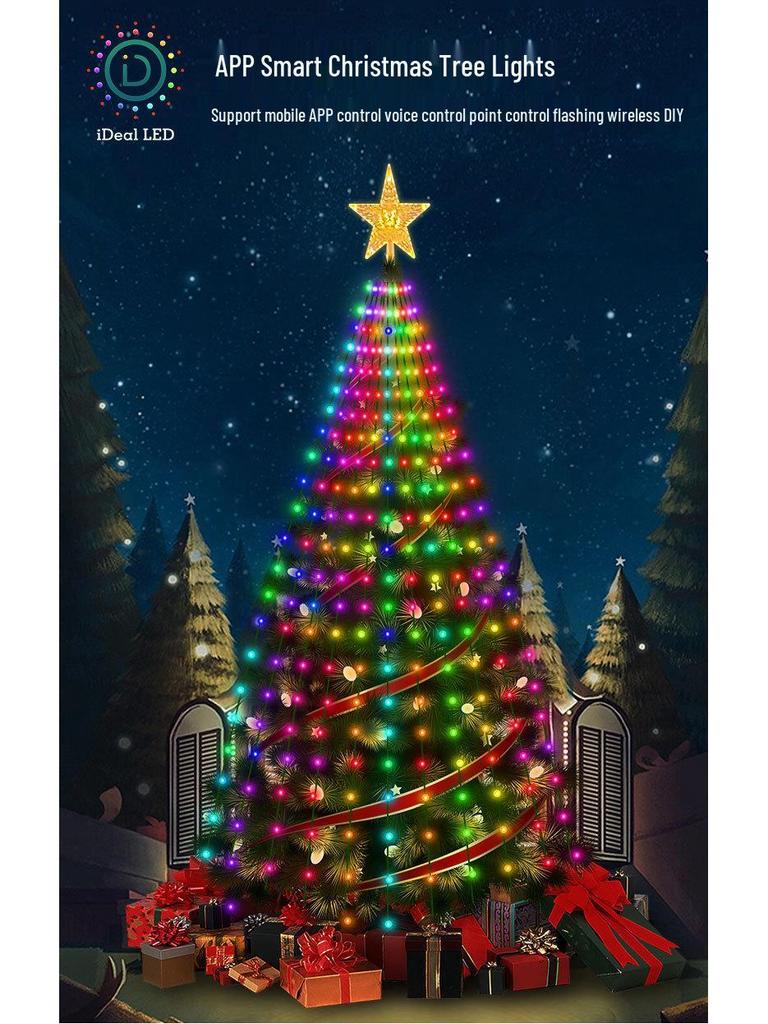 APP-Controlled LED Color-Changing Christmas Tree Lights with Bluetooth, PVC Neon String, Holiday Decoration, and Adjustable Atmosphere Lighting
