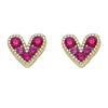 2025 Elegant Red Heart Stud Earrings For Women Luxury Temperament 18k Gold--fuchsia|model Code4279