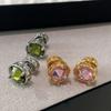 Zircon round cone stud earrings light luxury high-end temperament earrings women's fashion small and exquisite earrings